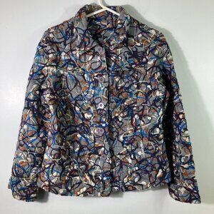 Womens Ronnie Salloway Yarn Jacket‎ Gray Multicolored M